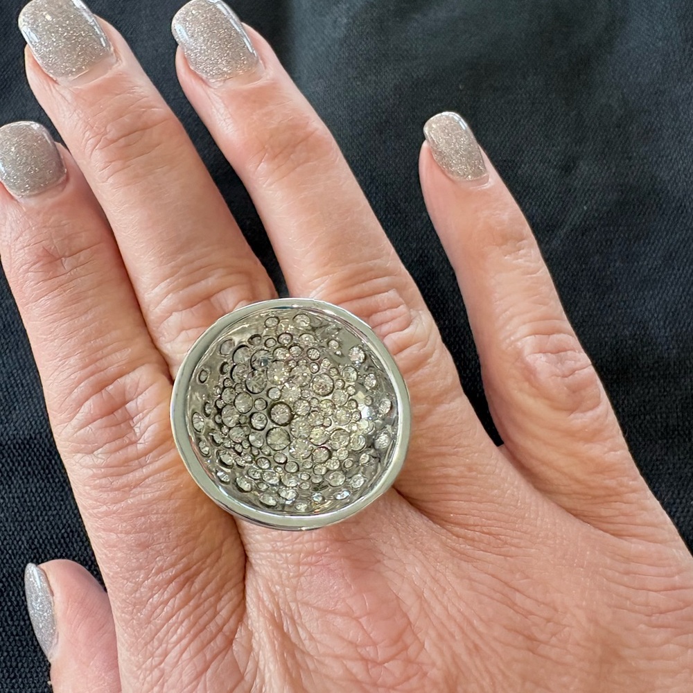 Alexis Bittar Silver Gold Diamond Dust Ring size 8 LIKE NEW